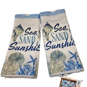 Sealife  Beach Theme  2 Kitchen Towels  NEW Sea Sand Sunshine